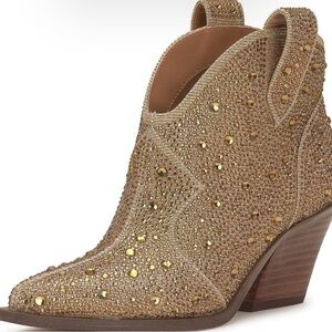 Jessica Simpson Gold Studded Ankle Boots 6.5